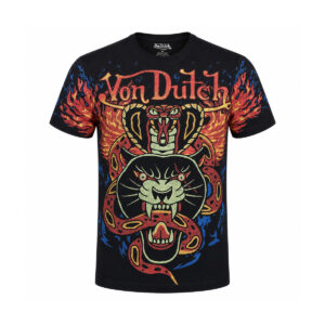 Tricou Von Dutch Panteră & Șarpe în Flăcări – Negru | Oversized Unisex