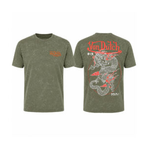 Tricou Von Dutch Dragon Oriental – Verde Militar Vintage | Print Spate Unisex