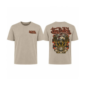 Tricou Von Dutch Vultur & Craniu – Bej | Print Spate Unisex